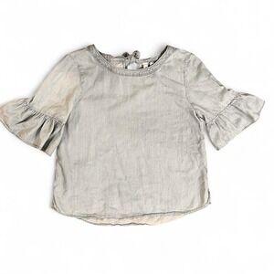 Susina Light Blue Chambray Denim Ruffle Sleeve Boho Top Medium